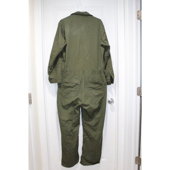 USMC US Marine Corps Olive Green OD Cotton Utility Coveralls Overalls 44 L Patch - Picture 3 of 11